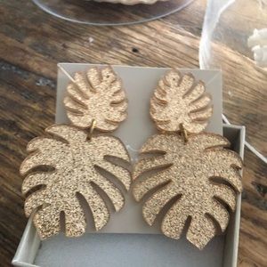 Palm Frons Lucite Earrings